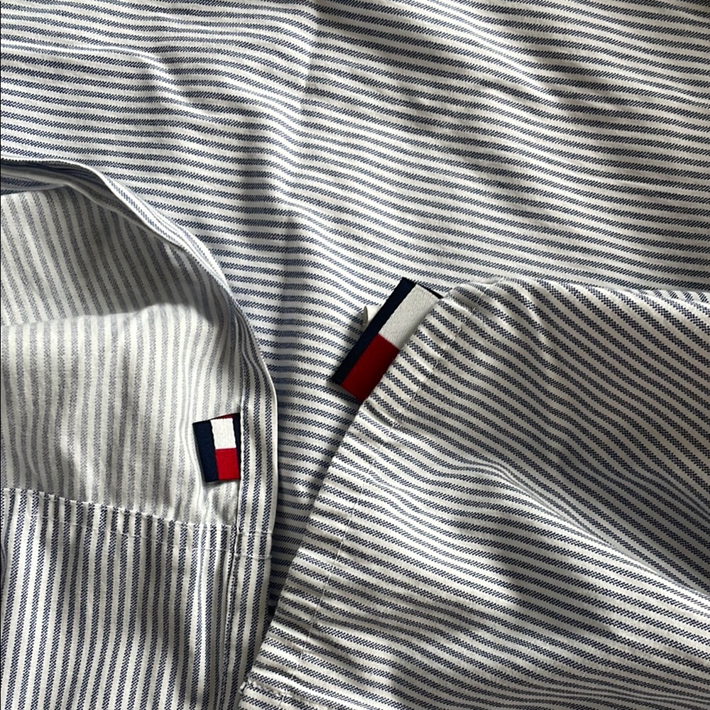 Tommy Hilfiger Navy and White Striped flat sheet twin xl